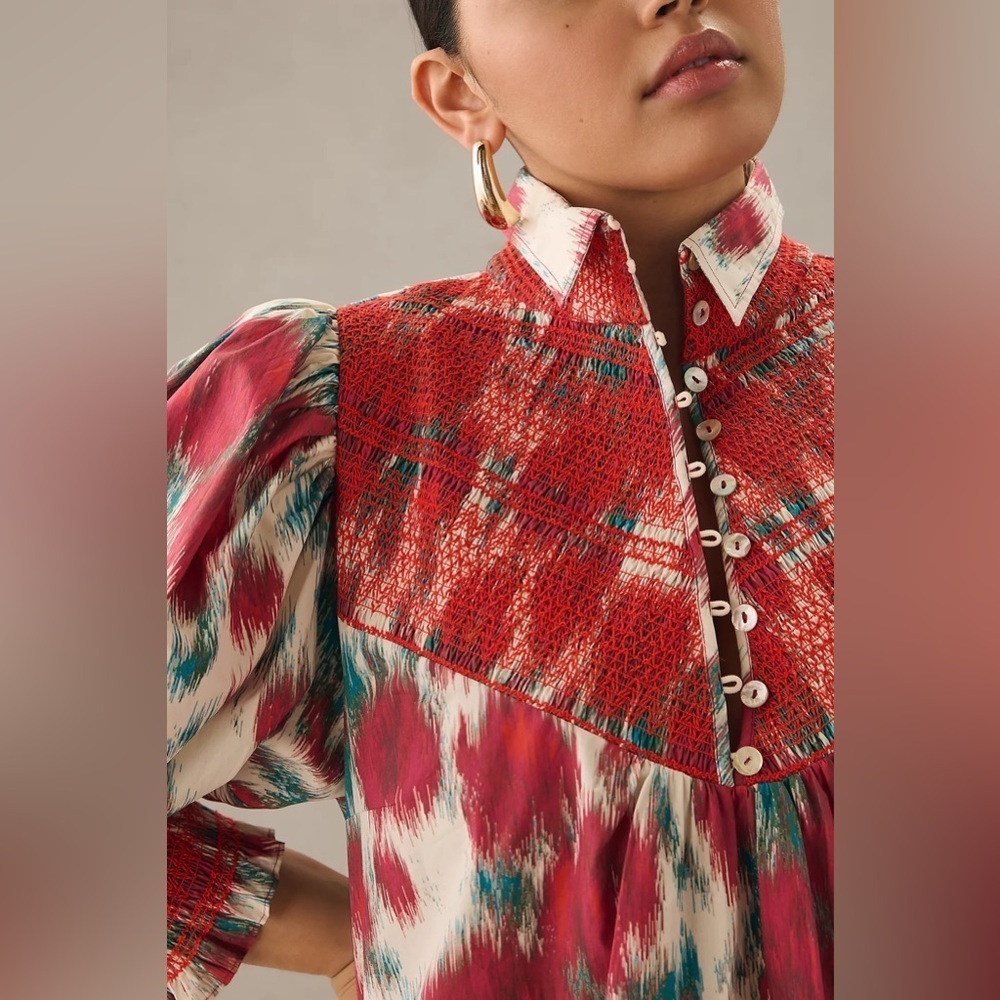 NWT Hope for Flowers by Tracy Reese Smocked Shirt by Anthropologie - Picture 6 of 6